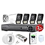 70K Renkli Gece Görüşlü 5MP Full HD 4 Kameralı Güvenlik Kamerası Seti