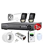 70K Renkli Gece Görüşlü 5MP Full HD 2 Kameralı Güvenlik Kamera Seti