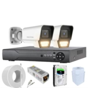 70K Renkli Gece Görüşlü 5MP Full HD 2 Kameralı Güvenlik Kamera Seti