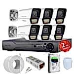 70K Renkli Gece Görüşlü 5MP Full HD 6 Kameralı Güvenlik Kamera Seti
