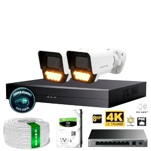 Proton 2 Kameralı Mikrofonlu Sesli 4K POE IP Kamera Seti